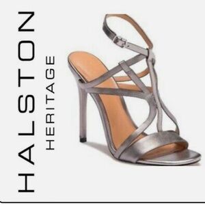 Halston Heritage New! Halston Heritage Karla in Silver Size 8.5 Strapped Heel